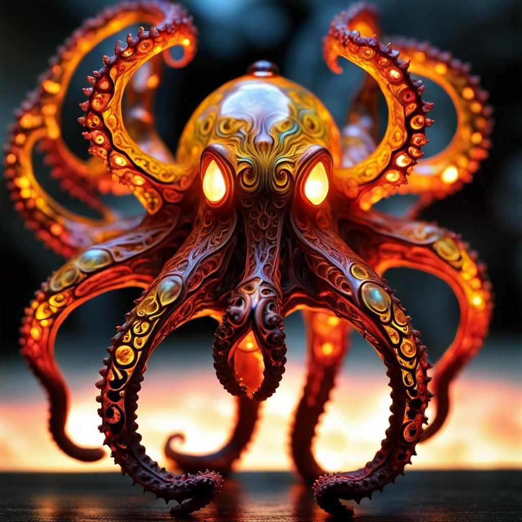 Tiger Octopus Gargoyle Gazebo in Origami Style