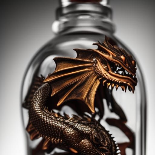 Dragon Corpse Inside Glass Bottle Portrait
