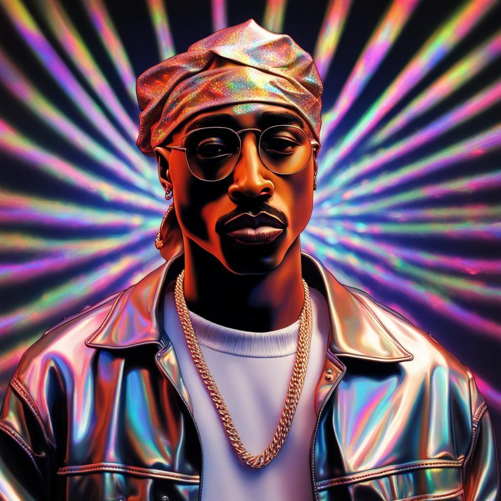 Holographic Tupac in 3D Digital Art