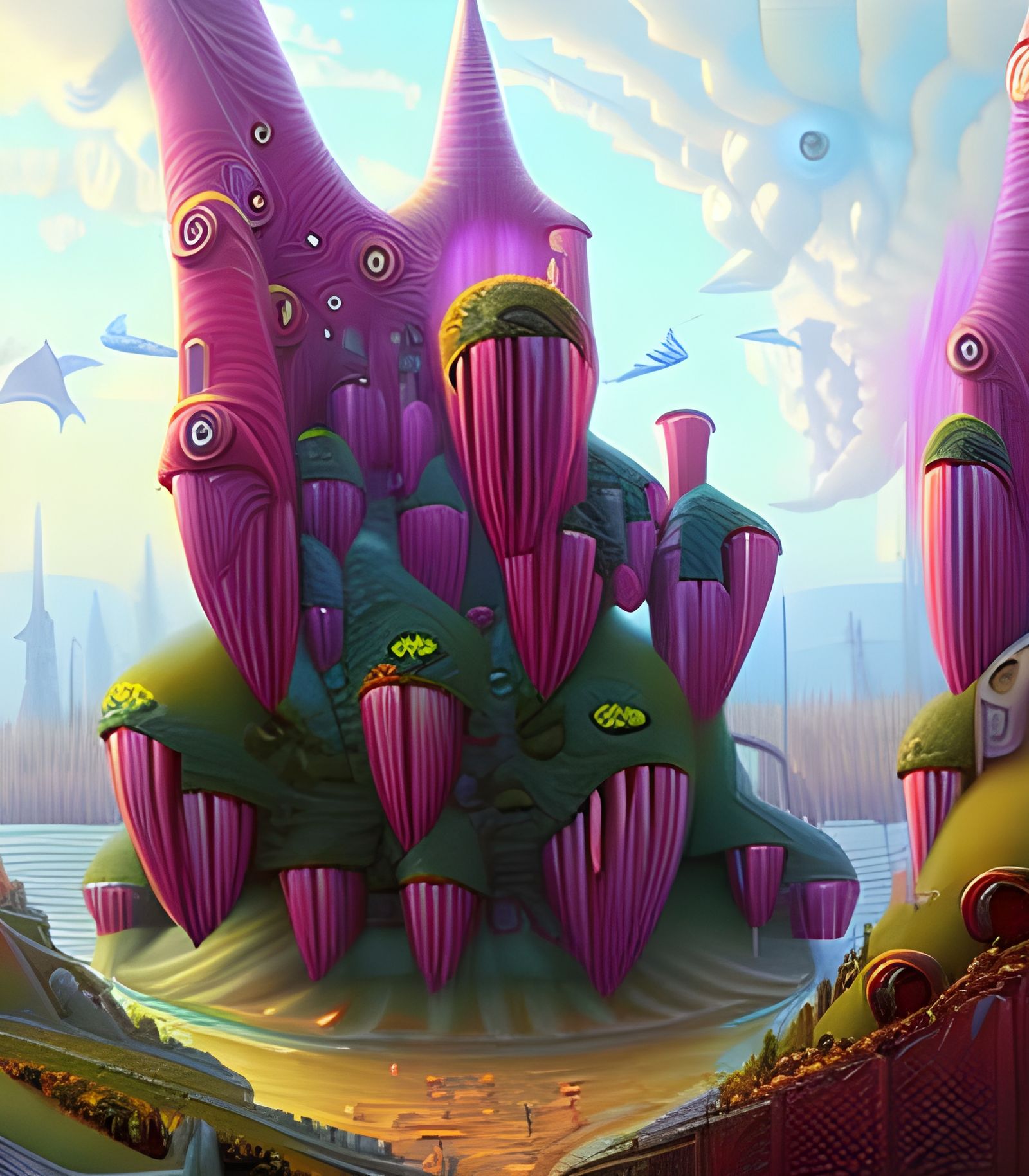 Strange architecture in fantasy land.