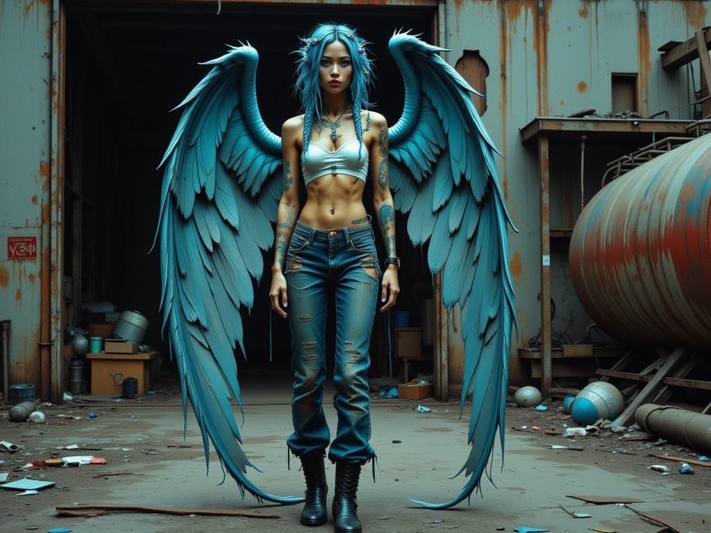 Cyberpunk Faerie Emerges from Ruins