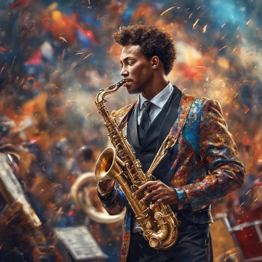 Saxophonist in Marching Band: Hyperrealistic Detailed Matte ...