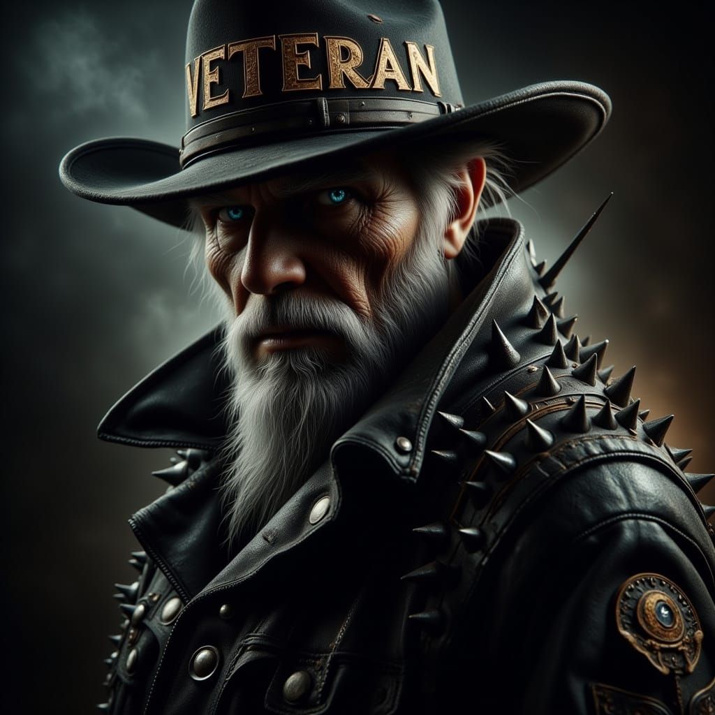 Gritty Biker Veteran in Smoky Cinematic Lighting
