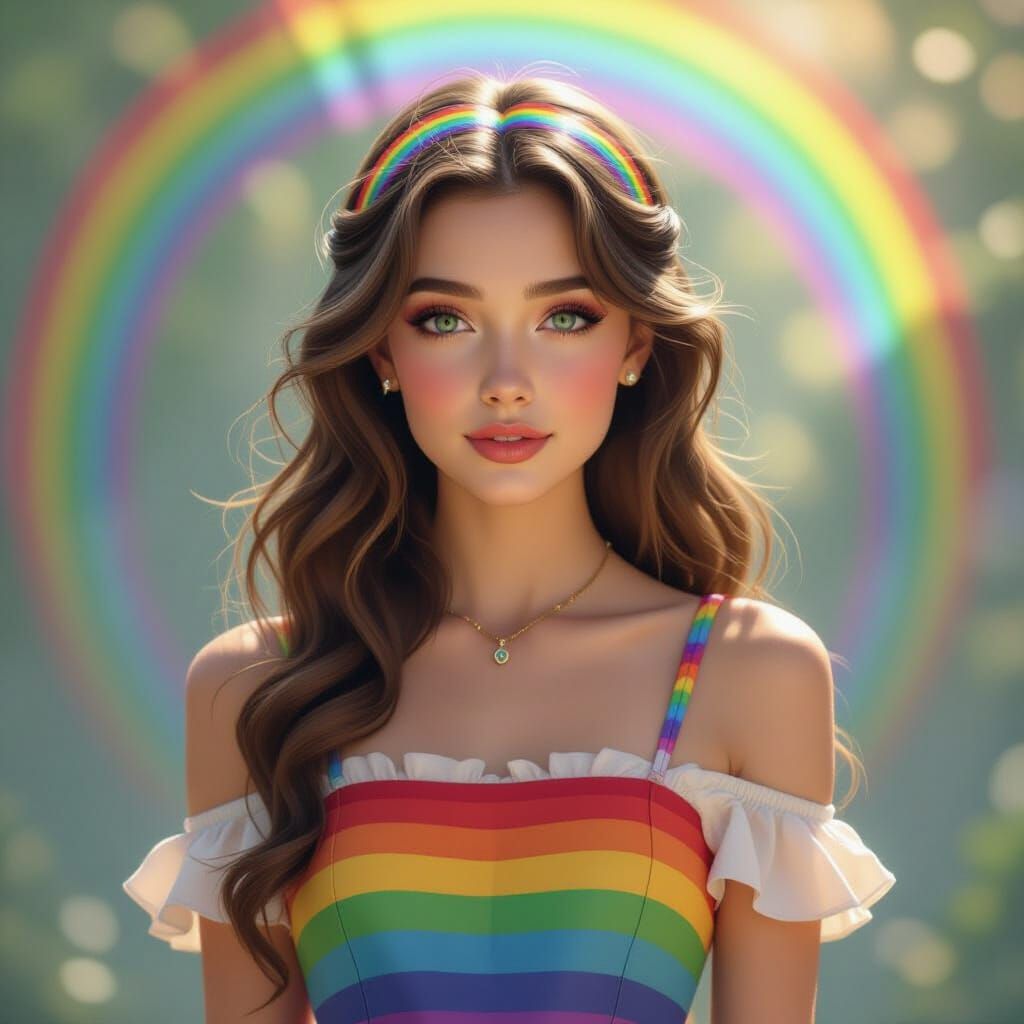 Luna Lovegood in Rainbow Dress, Concept Art Portrait