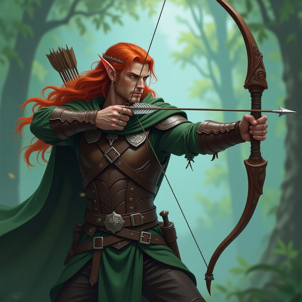 High Elf Ranger Archer in Forest Environment