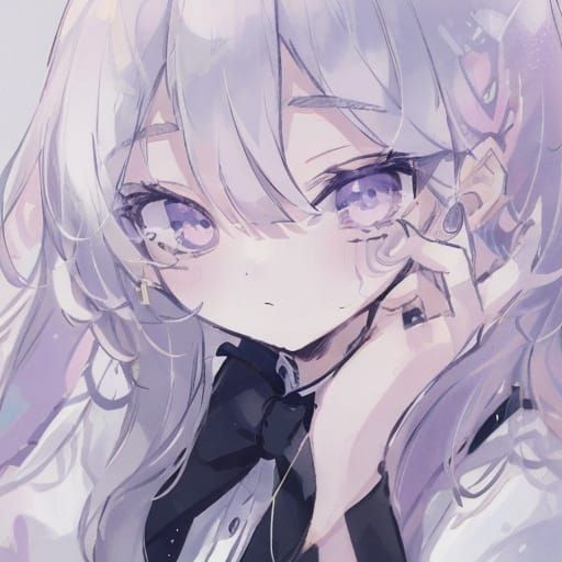 Moe Anime Girl with Multicolored Hair and Iridescent Locks