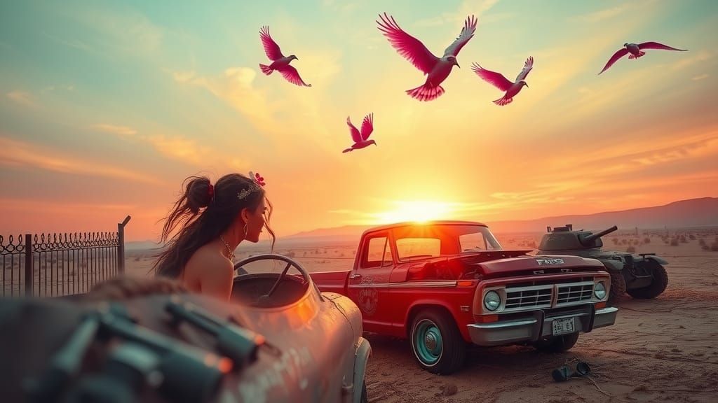 Senorita in Mad Max Wasteland Sunset