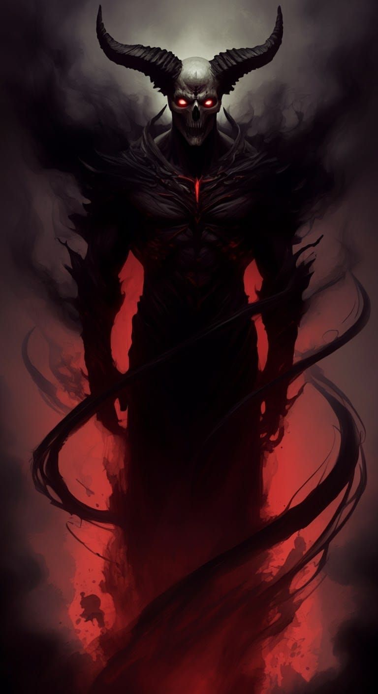 Ominous Horned Figure in Dark Gothic Horror Style