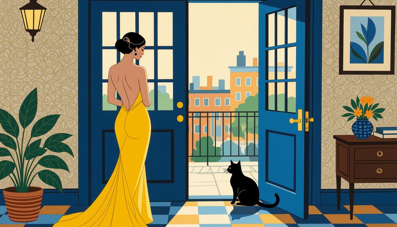 Rozane in Delft Blue Art Deco Style