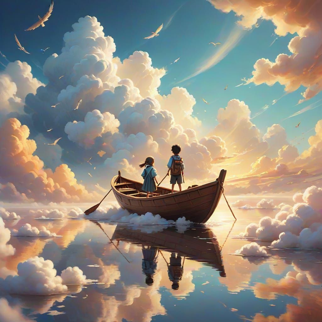 Whimsical Fantasy Scene on a Cloudy Day