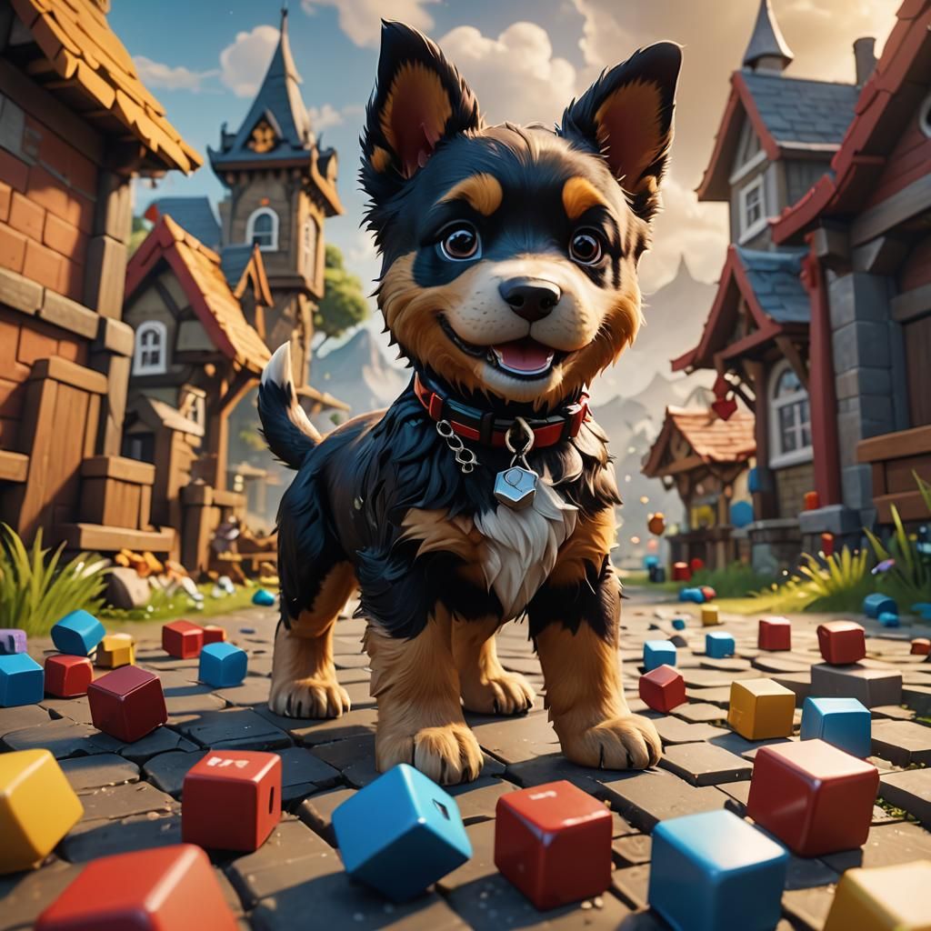 Puppy Plays Roblox: Detailed Fantasy Concept Art