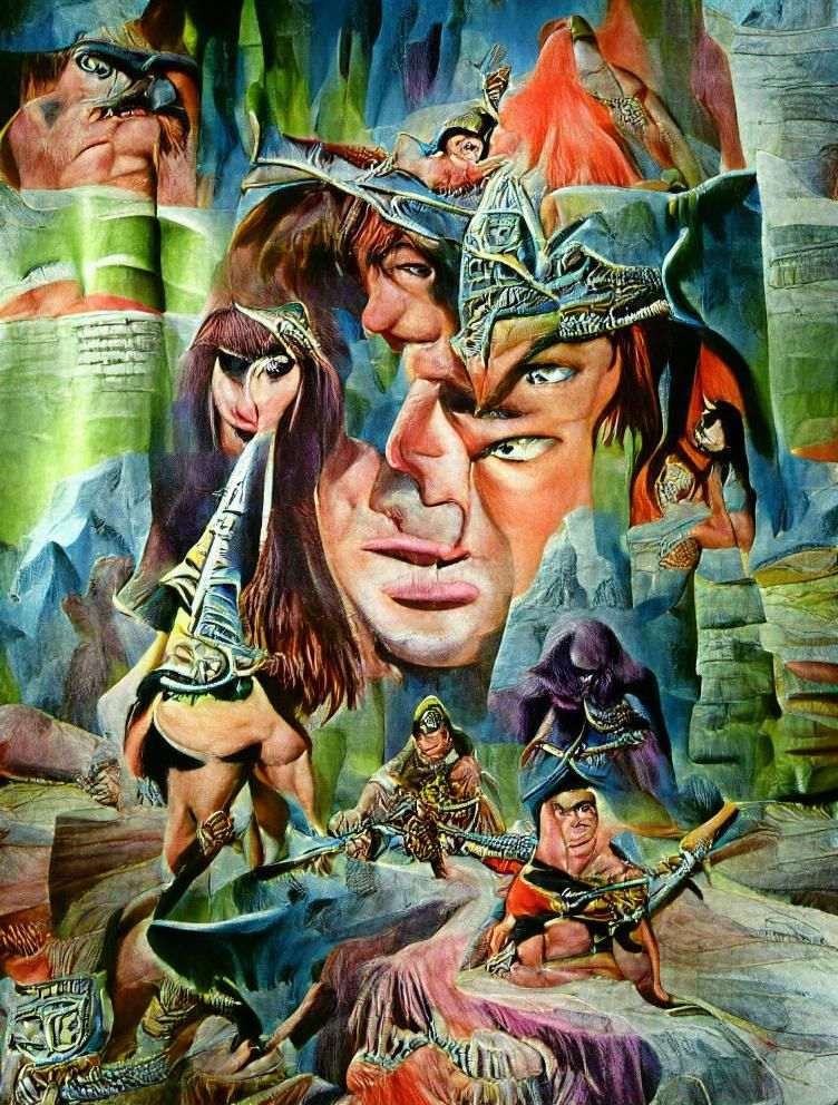 Epic Fantasy Illustration in 1960s Pulp Style