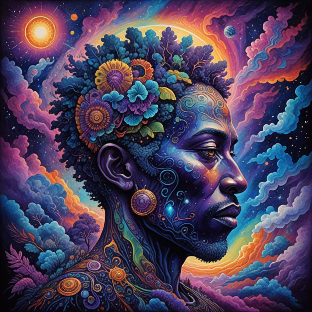 Cosmic Dreamworld Africa in Vibrant Oil Painting Style