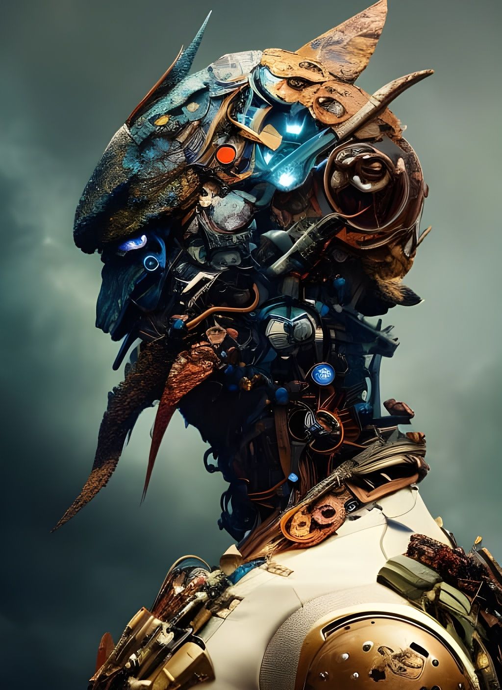 Intricate Mutant Alien Portrait in Digital Art Style