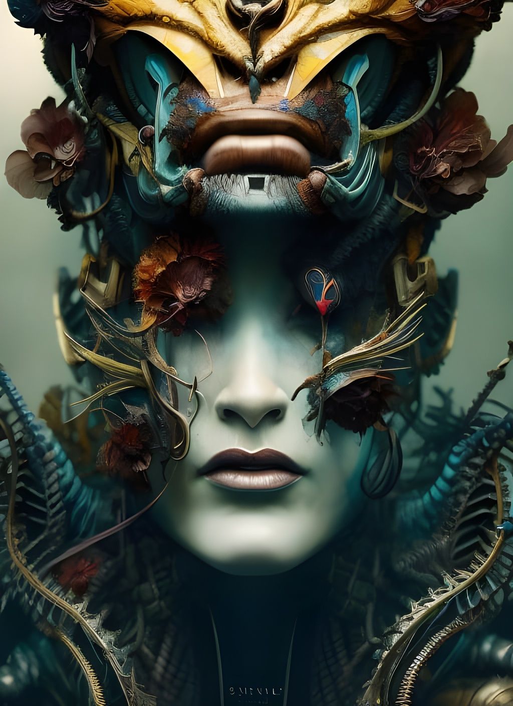 Intricate Mutant Alien Portrait in Digital Art Style