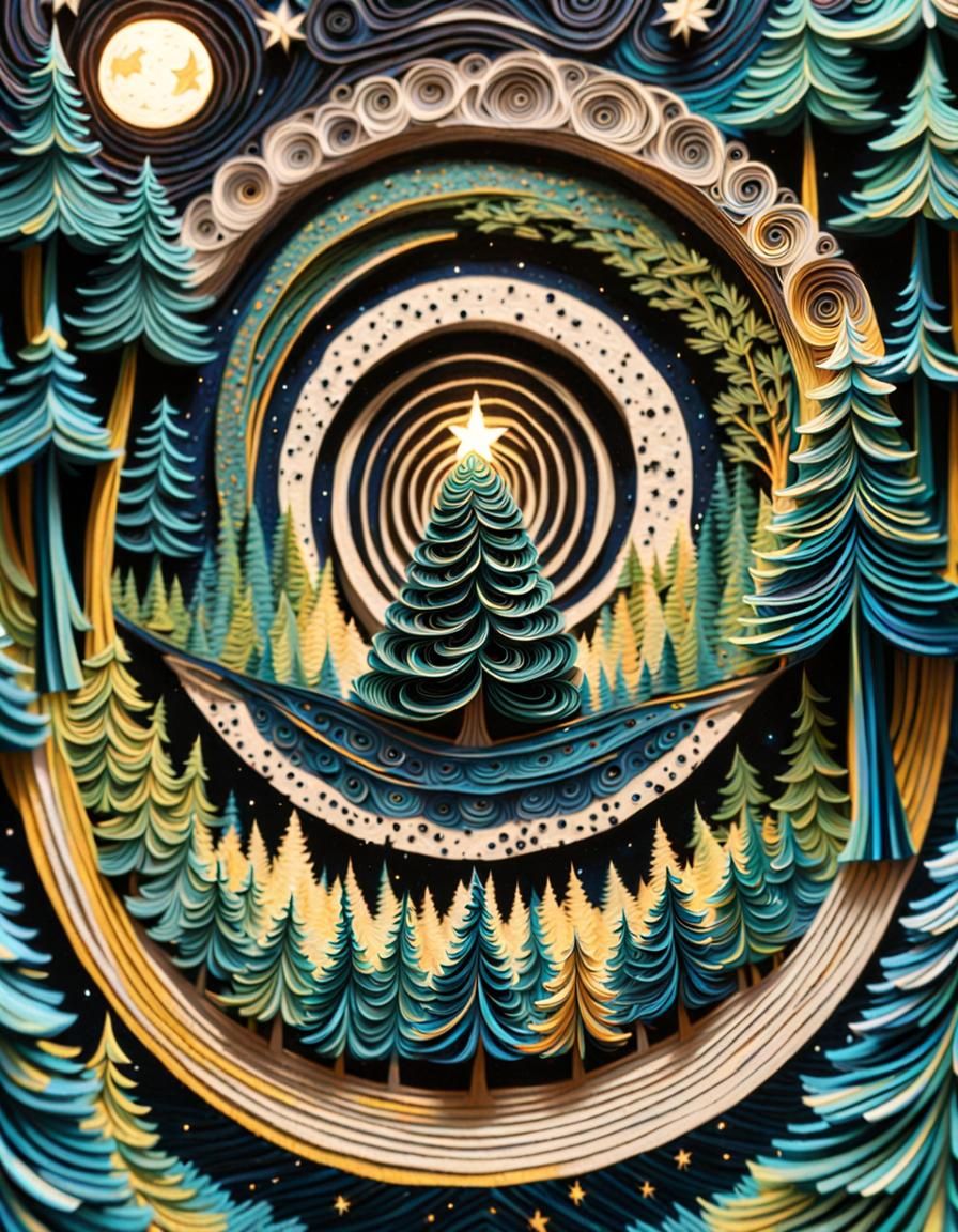 Op Art Head in Galaxy Forest by James R Eads