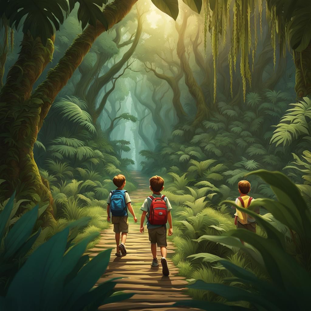 Jungle Adventure: Children's Book Illustration in 3D Style