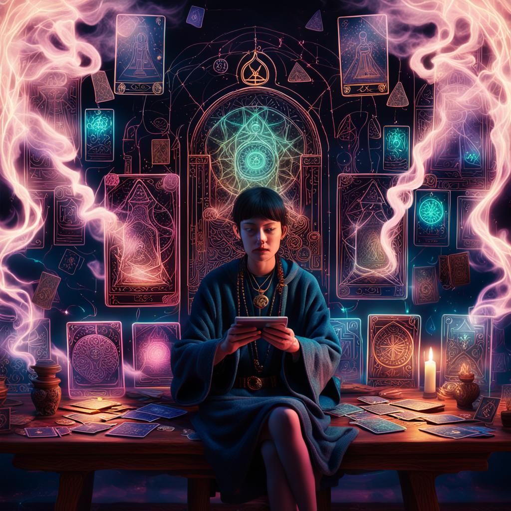 Artist Designing AI Tarot Cards in Dark Academia Style