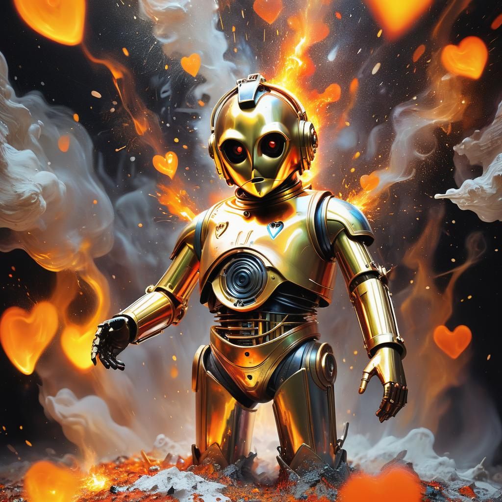 Cute C3PO in Epic Futurism Dreamscape