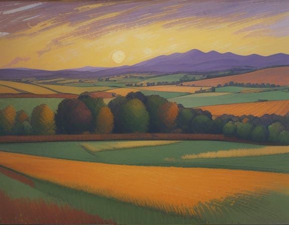 Peaceful Post-Impressionistic Field Dusk