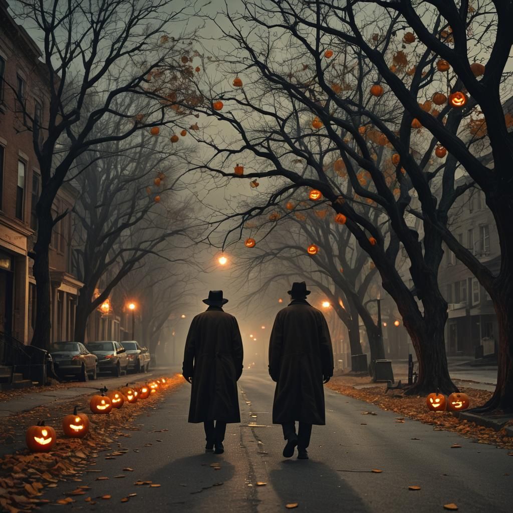 Eerie Surrealism: Haunted October Night Walk