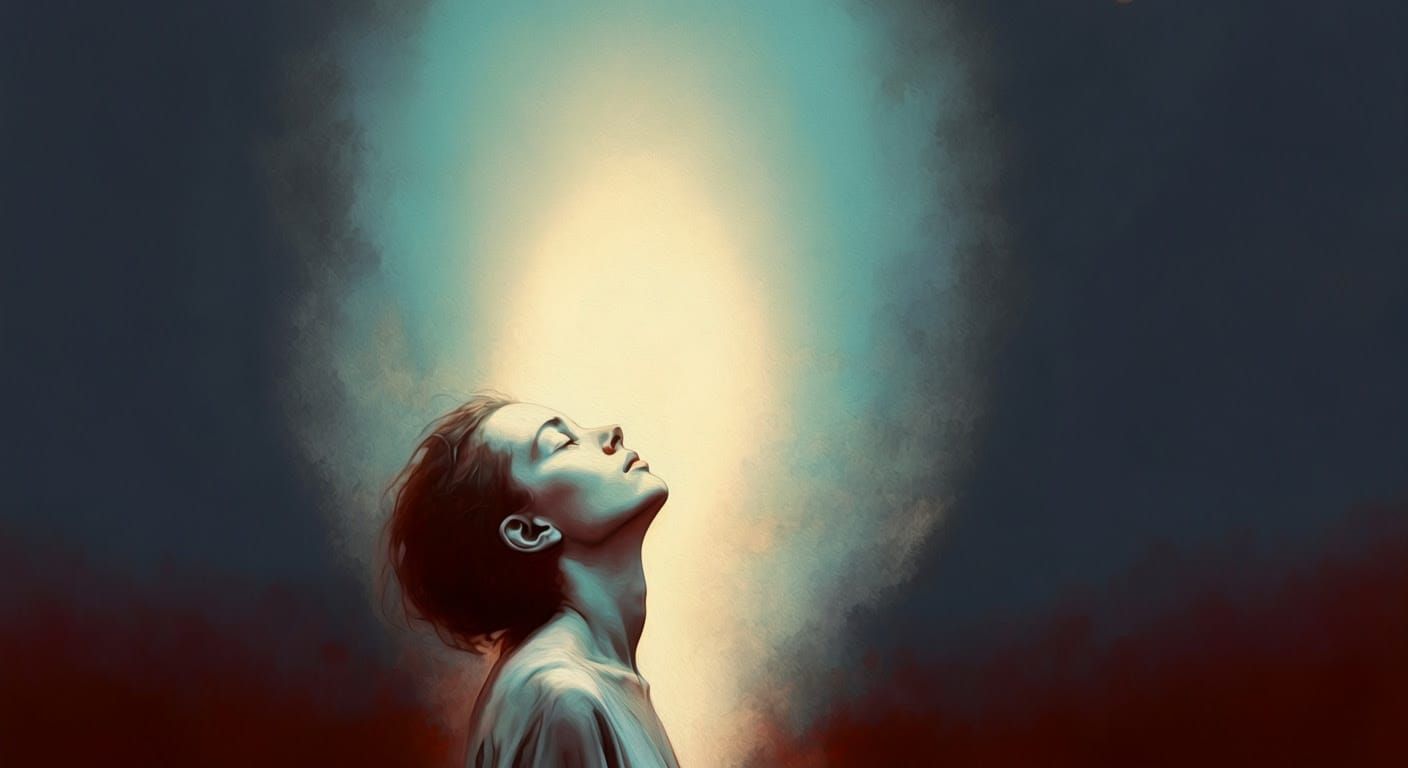 Enchanted Wanderer in Lunar Landscape