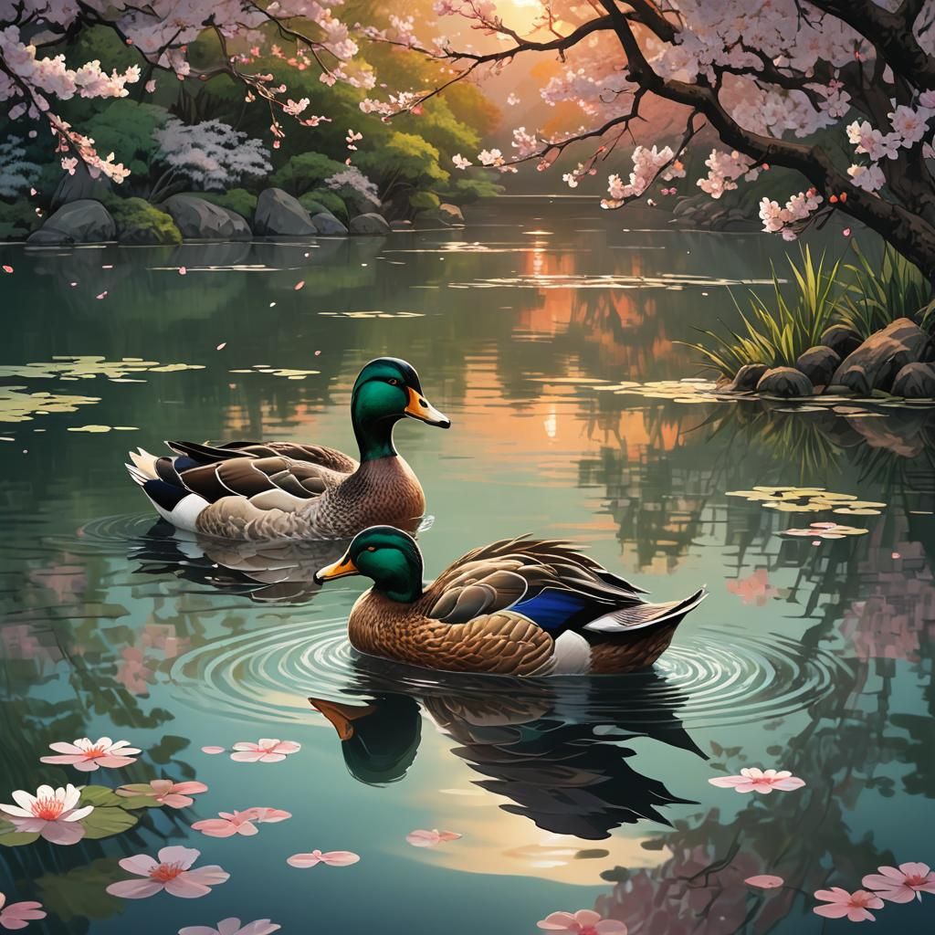 Majestic Duck in Anime Key Visual Style
