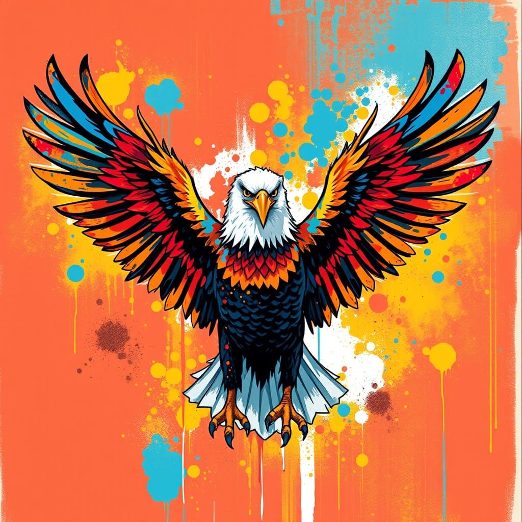 Majestic Eagle in Vibrant Graffiti Art