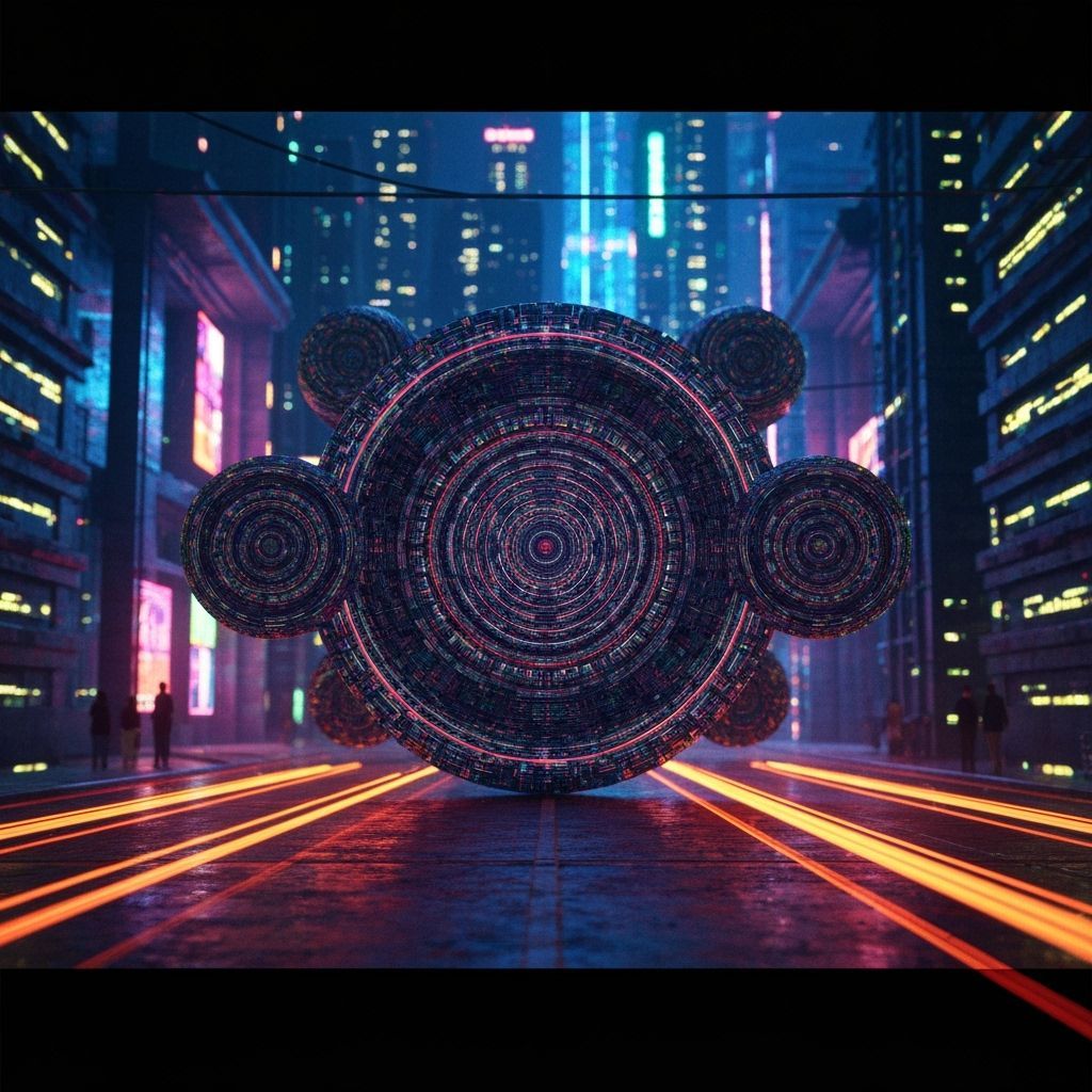 Futuristic Geometric Swirl in Hyperrealistic Style