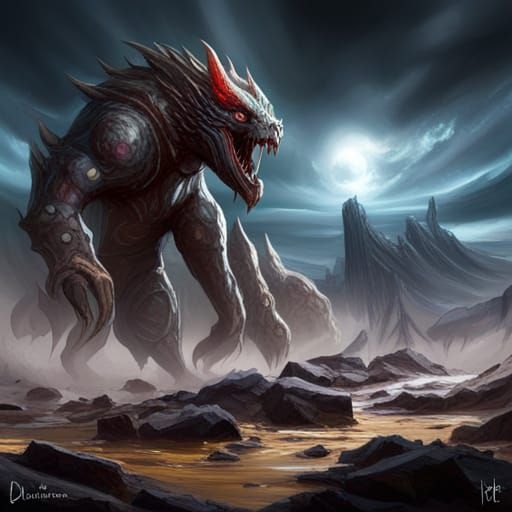 Apocalyptic Biblical Kaiju Beast in Dark Fantasy Art