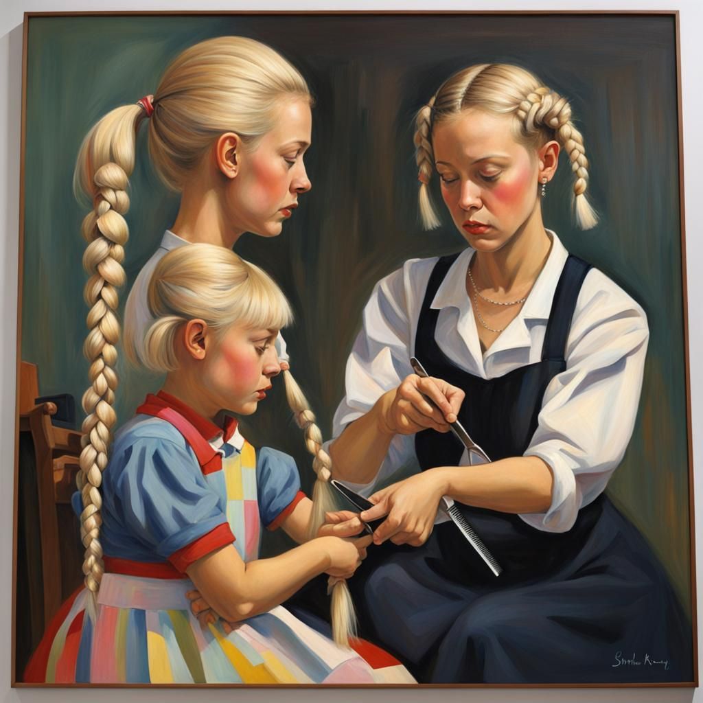 Grooming Blonde Hair: Hyperrealistic Kandinsky-Inspired Imag...