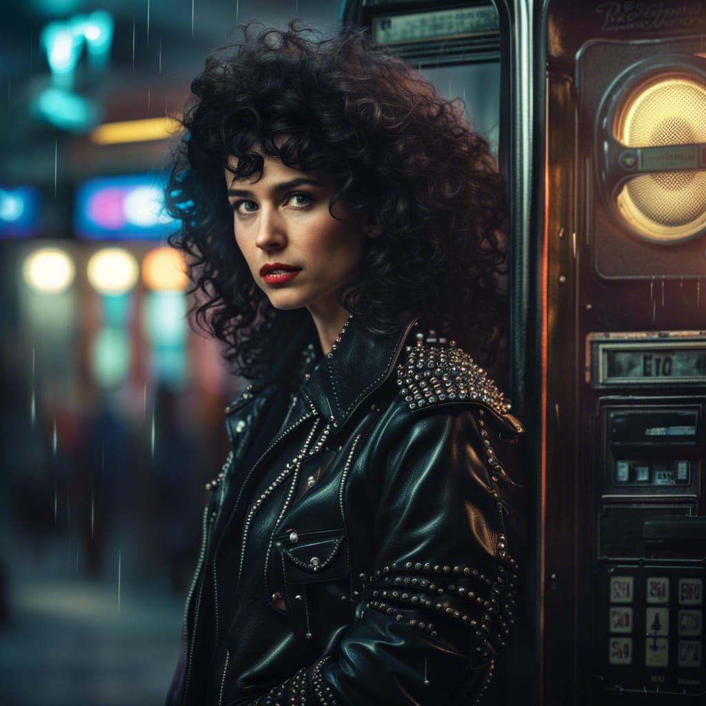 Young Woman with 80s Perm in Retro Berlin