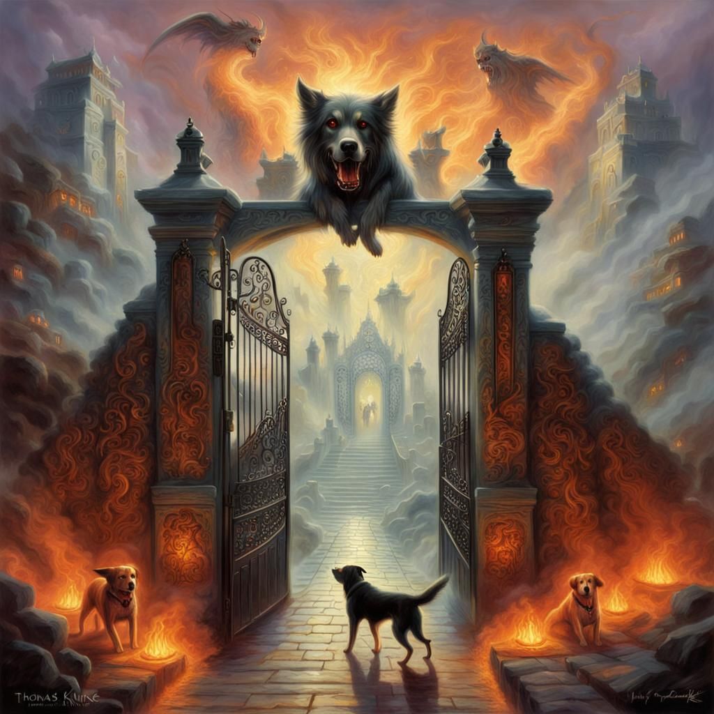 Three-Headed Hellhound Protecting Gates of Hell