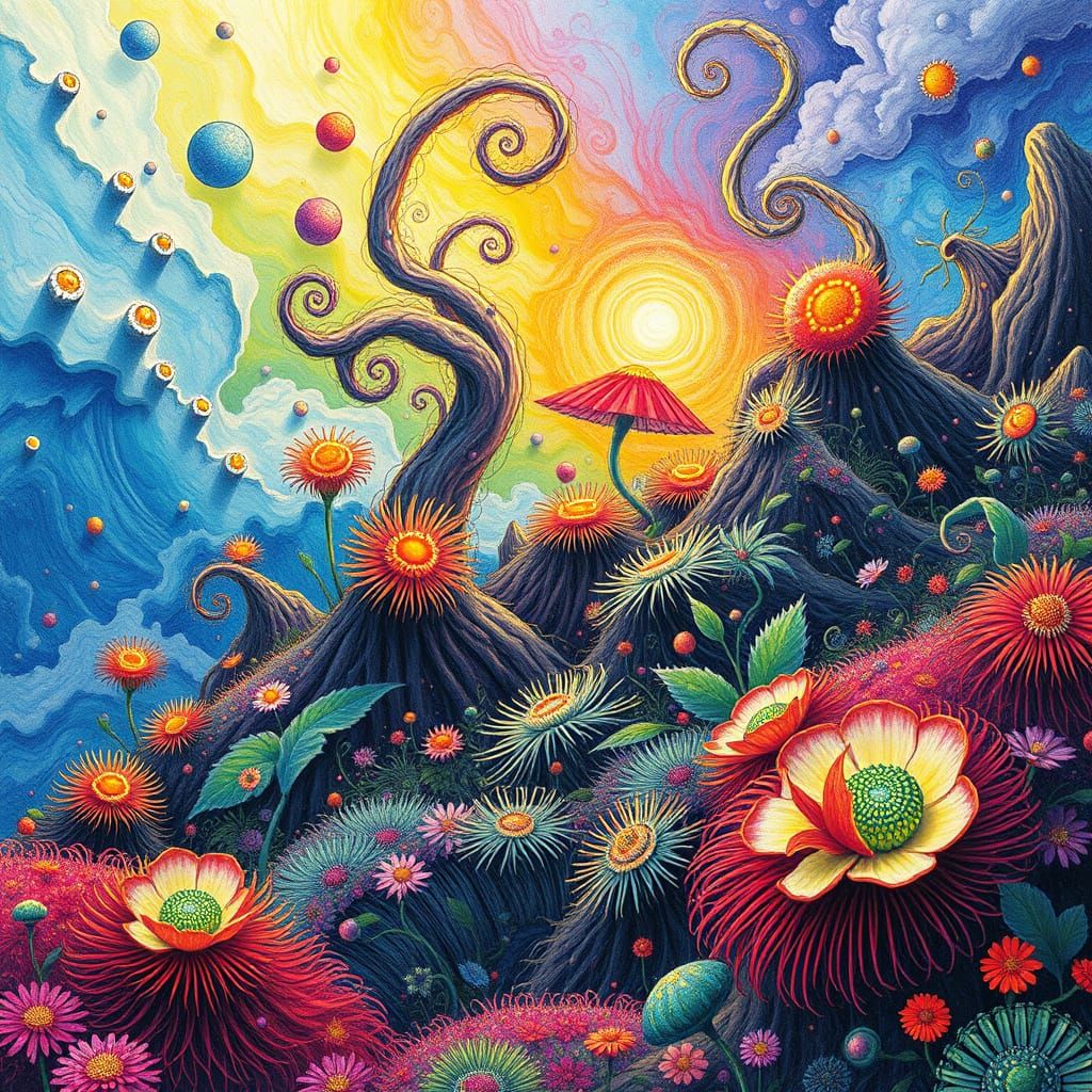 Breathing Hairy Landscape in Sci-Fi Pen Drawings