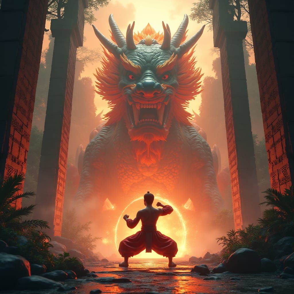 Epic Martial Arts Movie Intro in Ancient Chinese Temple Ruin