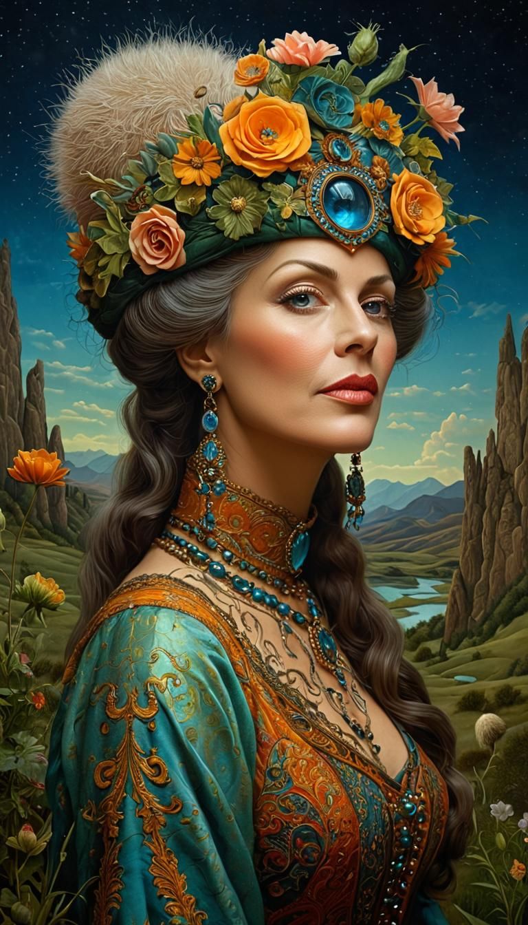 Baroque Lady in Surreal Landscape