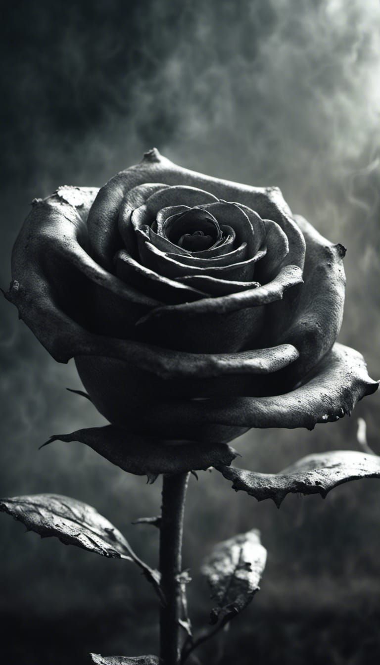 Apocalyptic Concrete Rose in Hyperrealistic Style