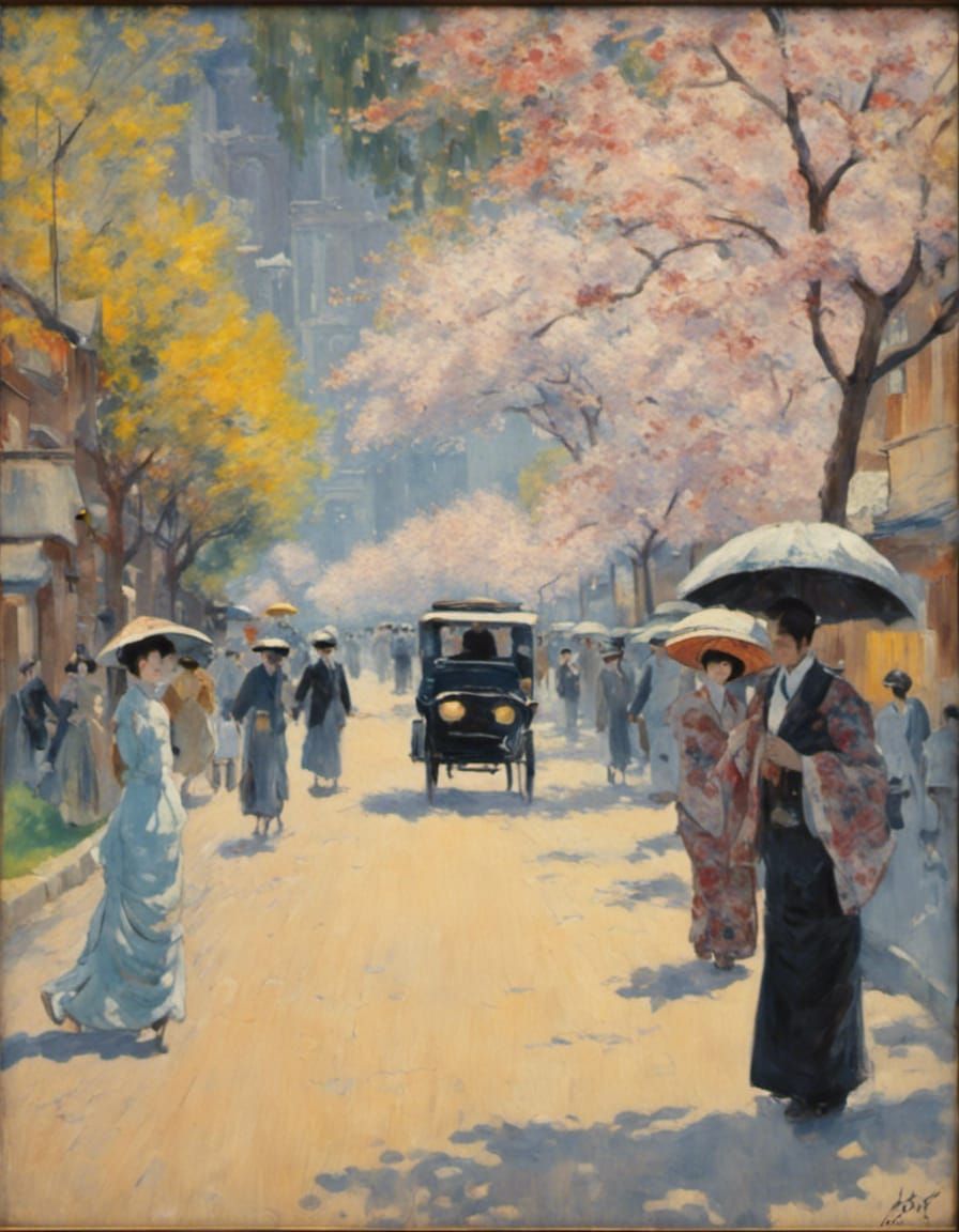 "Impressionistic Taisho era". 16k resolution, art by Claude ...