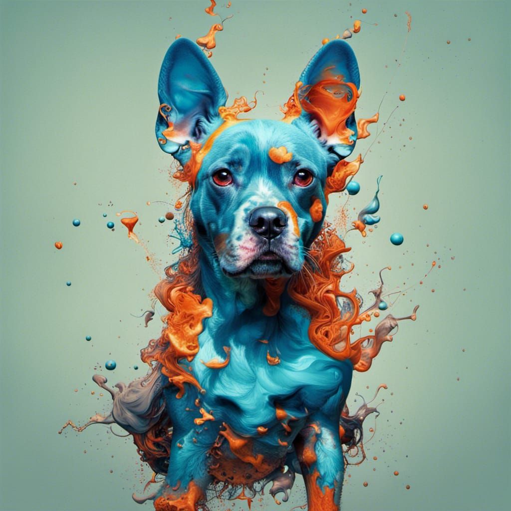 Abstract Blue Dog by Alberto Seveso: An Illusion