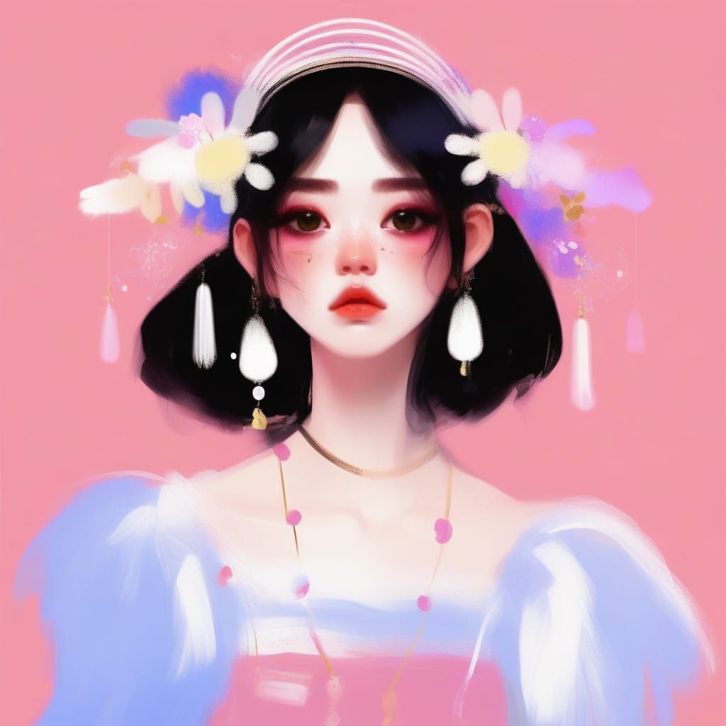 Grumpy Chick in Impressionistic Smear Style