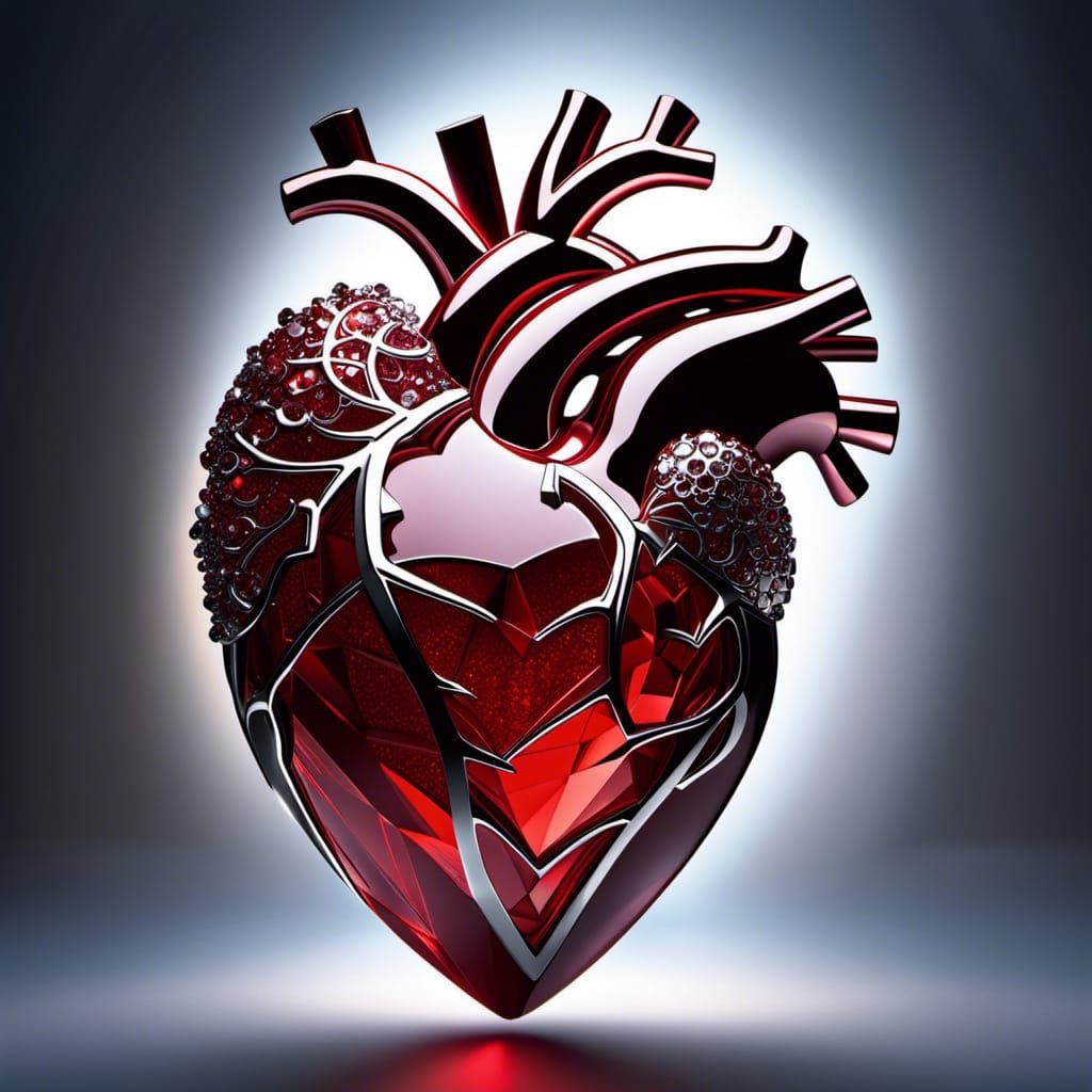 Shimmering Crystal Heart in Romantic Fantasy Style
