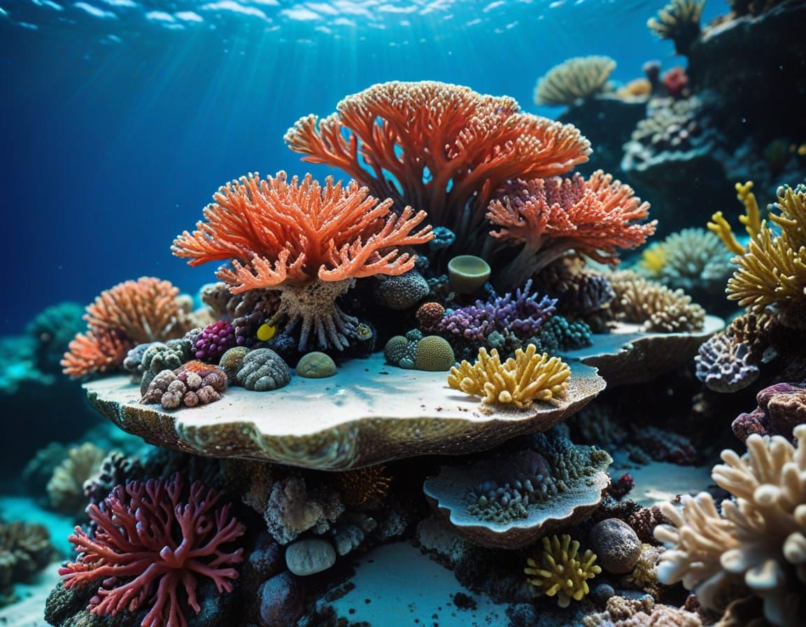 Vibrant Coral Atoll in Tropical Ocean