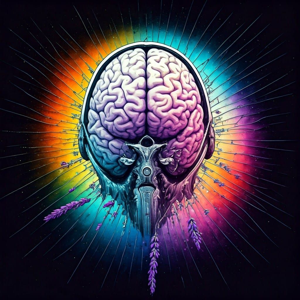 Neurodiverse Brain Scan in Vibrant Ink Wash Style