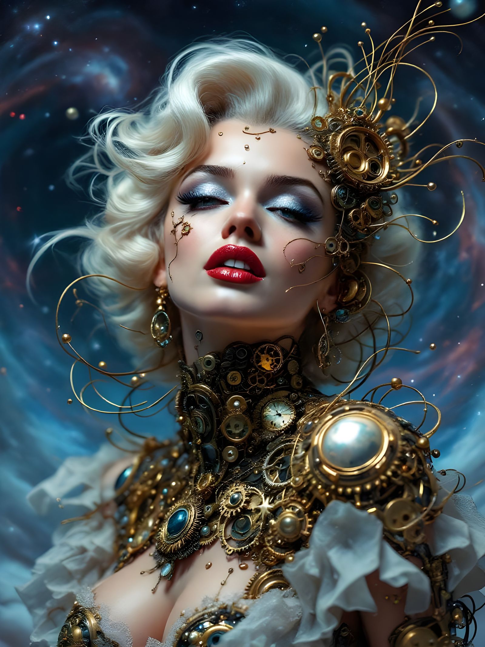 Marilyn Monroe as Clockwork Automaton in Steampunk Style