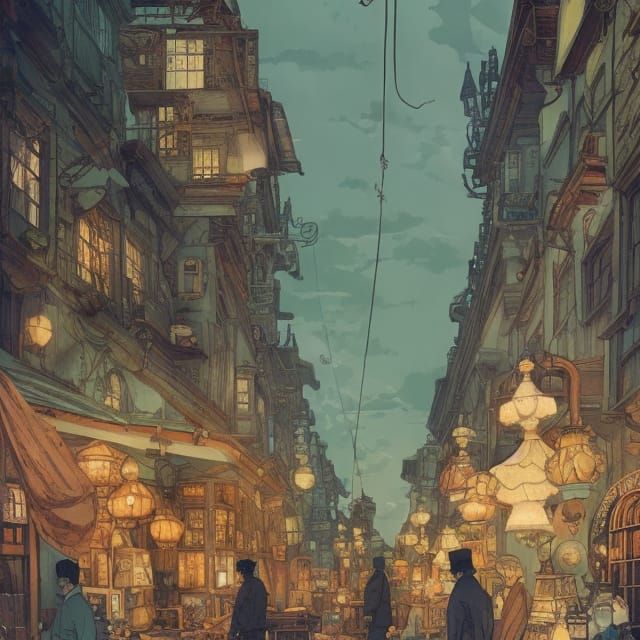 Antique Shop Illustration in a Vibrant Comic Style