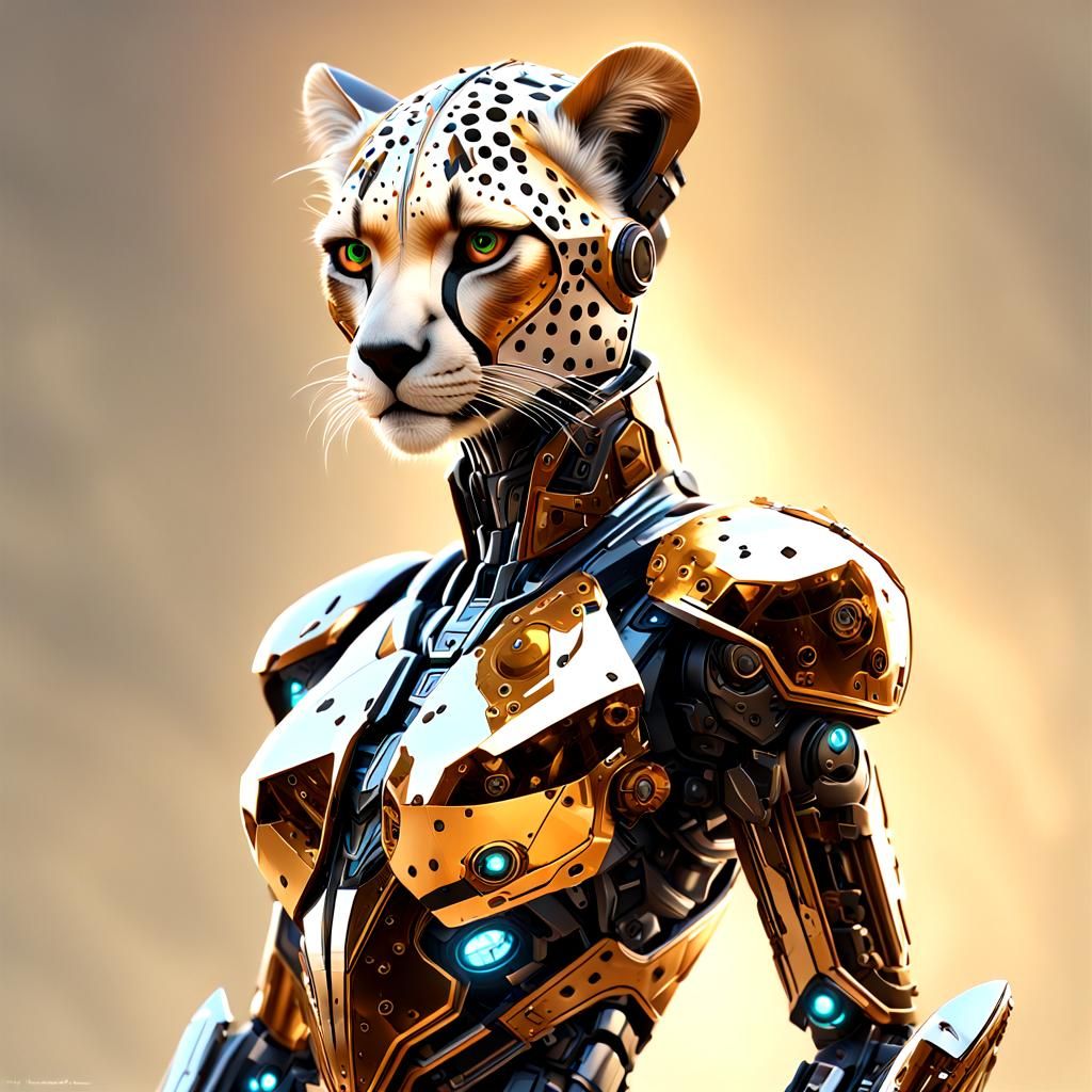 Futuristic Cheetah Robot Goddess Concept Art