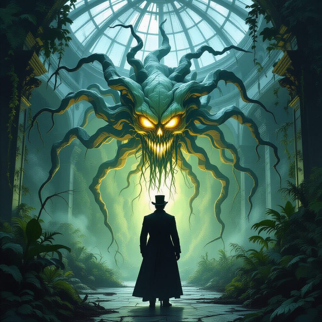 Victorian Gentleman Faces Eldritch Botanical Horror