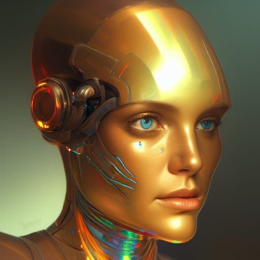 Detailed Cyborg Portrait in Digital Art Style