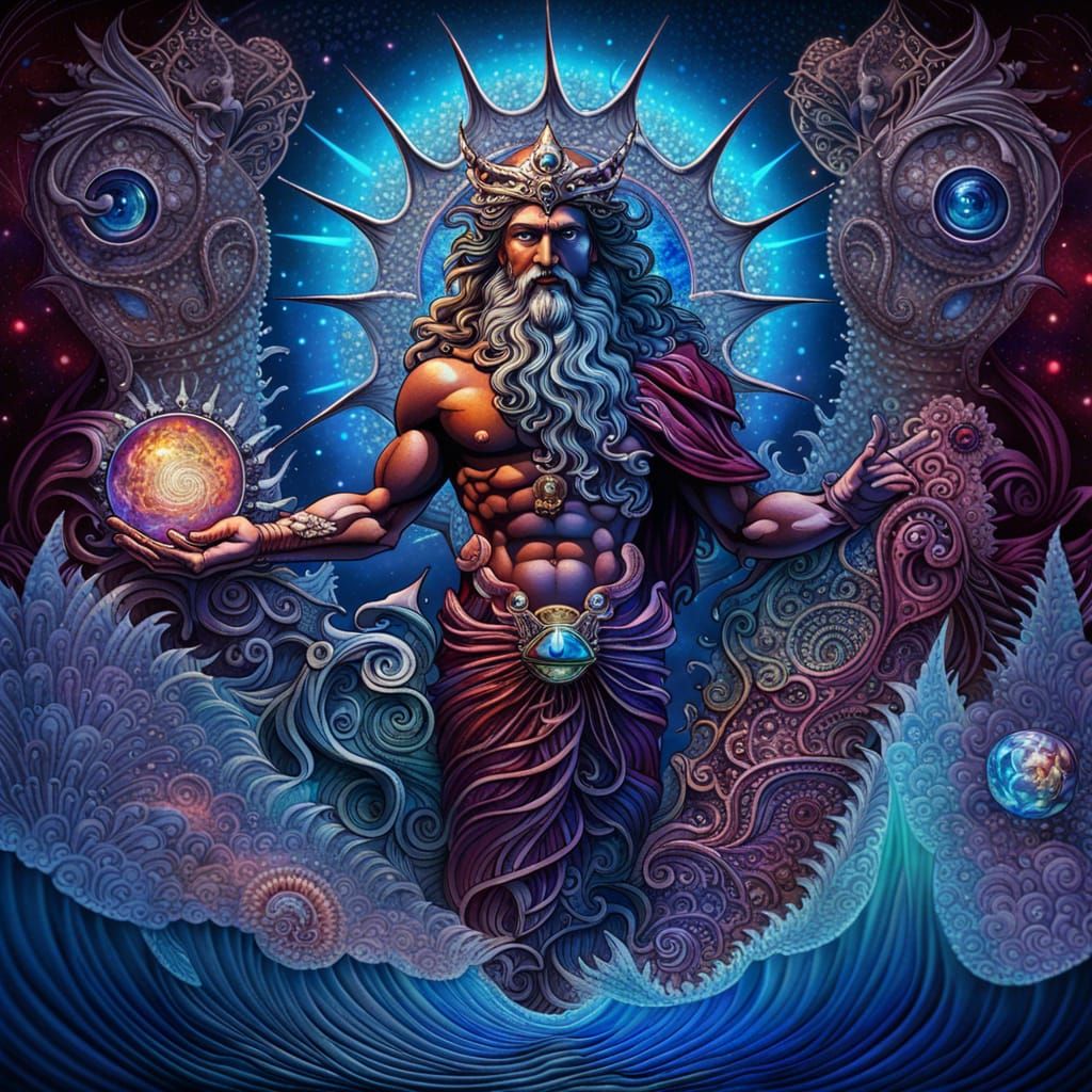 Cosmic Poseidon in a Fractal Ocean Landscape
