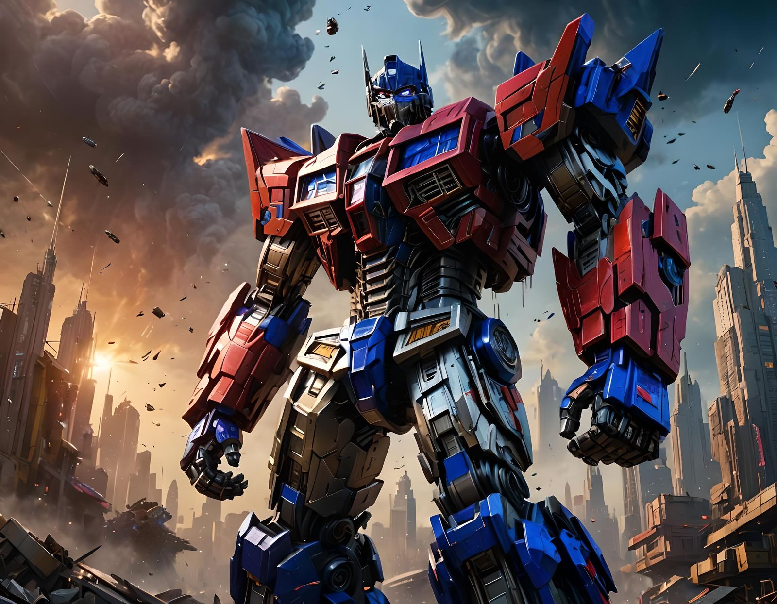 Optimus Prime Portrait in Detailed Matte Painting Style